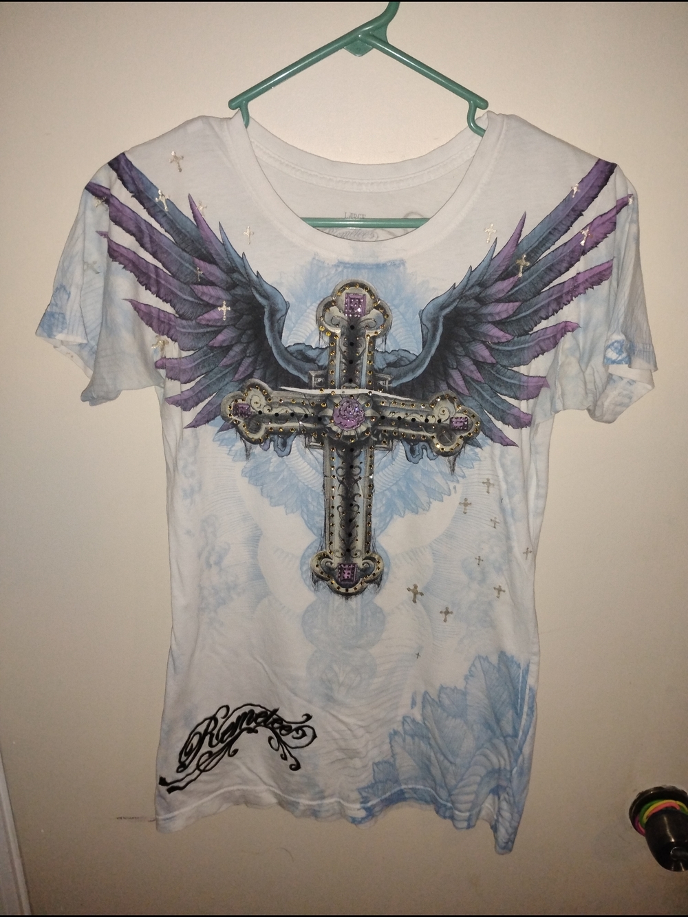 Graphic Cross & Wings Short Sleeve Tee